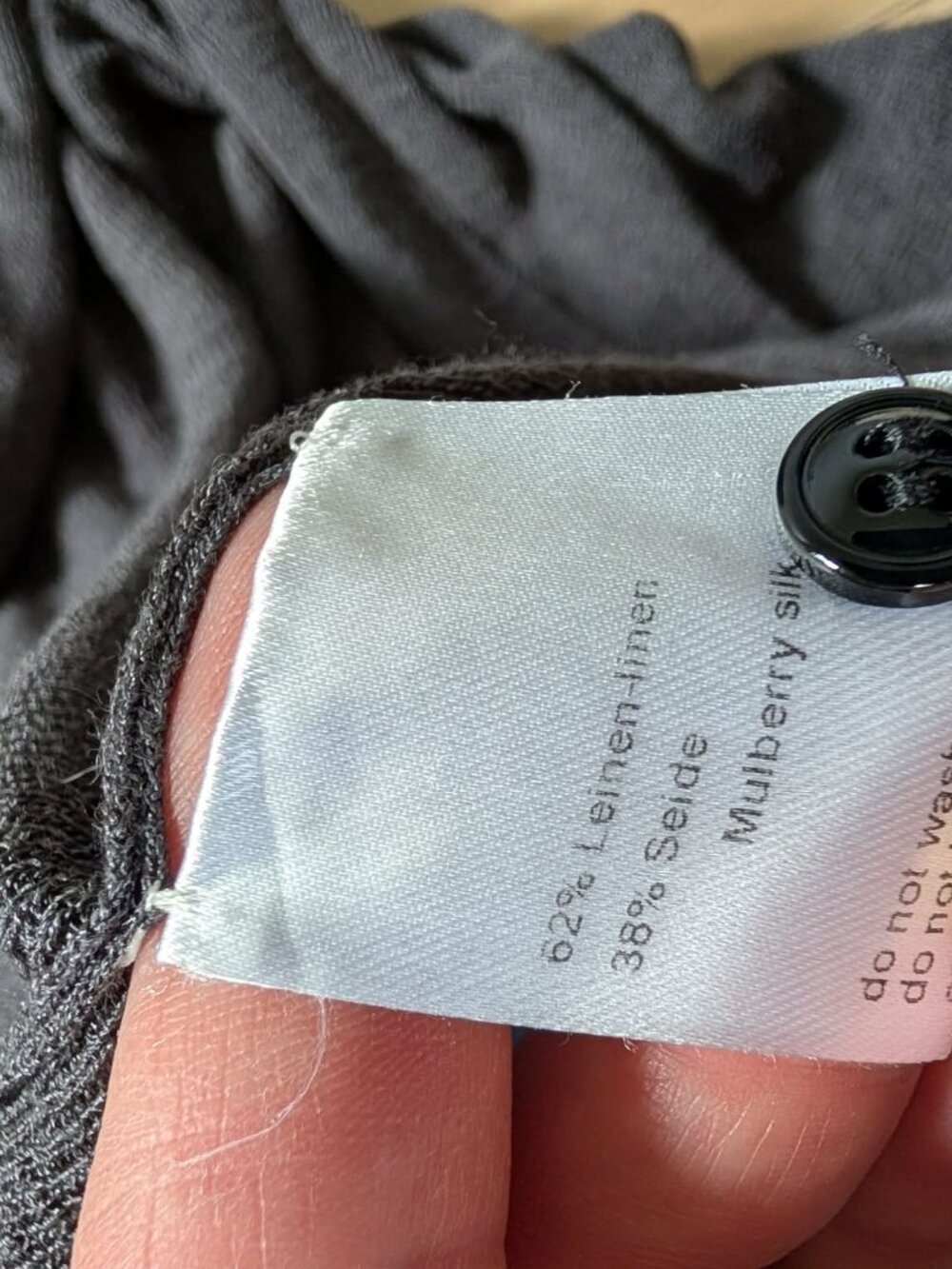 Linen Mulberry Silk Open Front Duster Cardigan Charcoal Gray - Picture 4 of 5